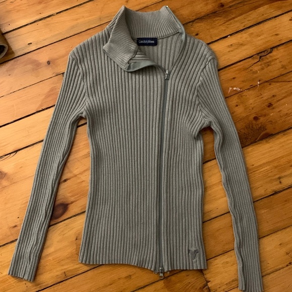 Grey cardigan with side zipper - Picture 1 of 2